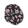 Elegant Women's Shower Cap with Halloween Pumpkin Cat Print view 2
