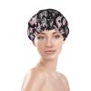 Elegant Women's Shower Cap with Halloween Pumpkin Cat Print view 3