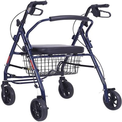 Foldable Aluminum Rollator for Older Adults, Height-Adjustable
