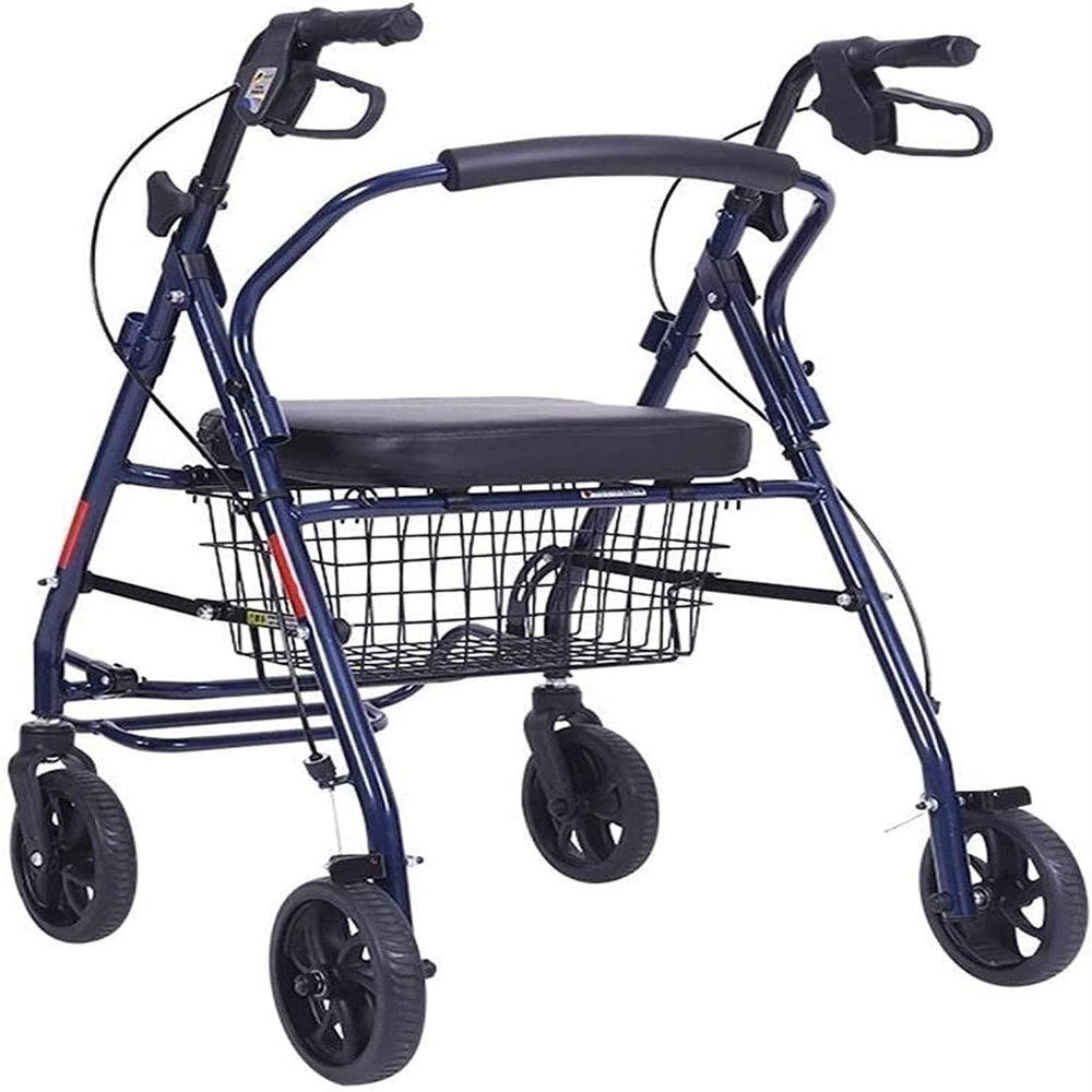 Foldable Aluminum Rollator for Older Adults, Height-Adjustable