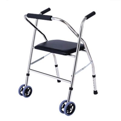 Walker for Seniors, Two-Wheel Folding Walker with Seat, Lightweight Aluminum