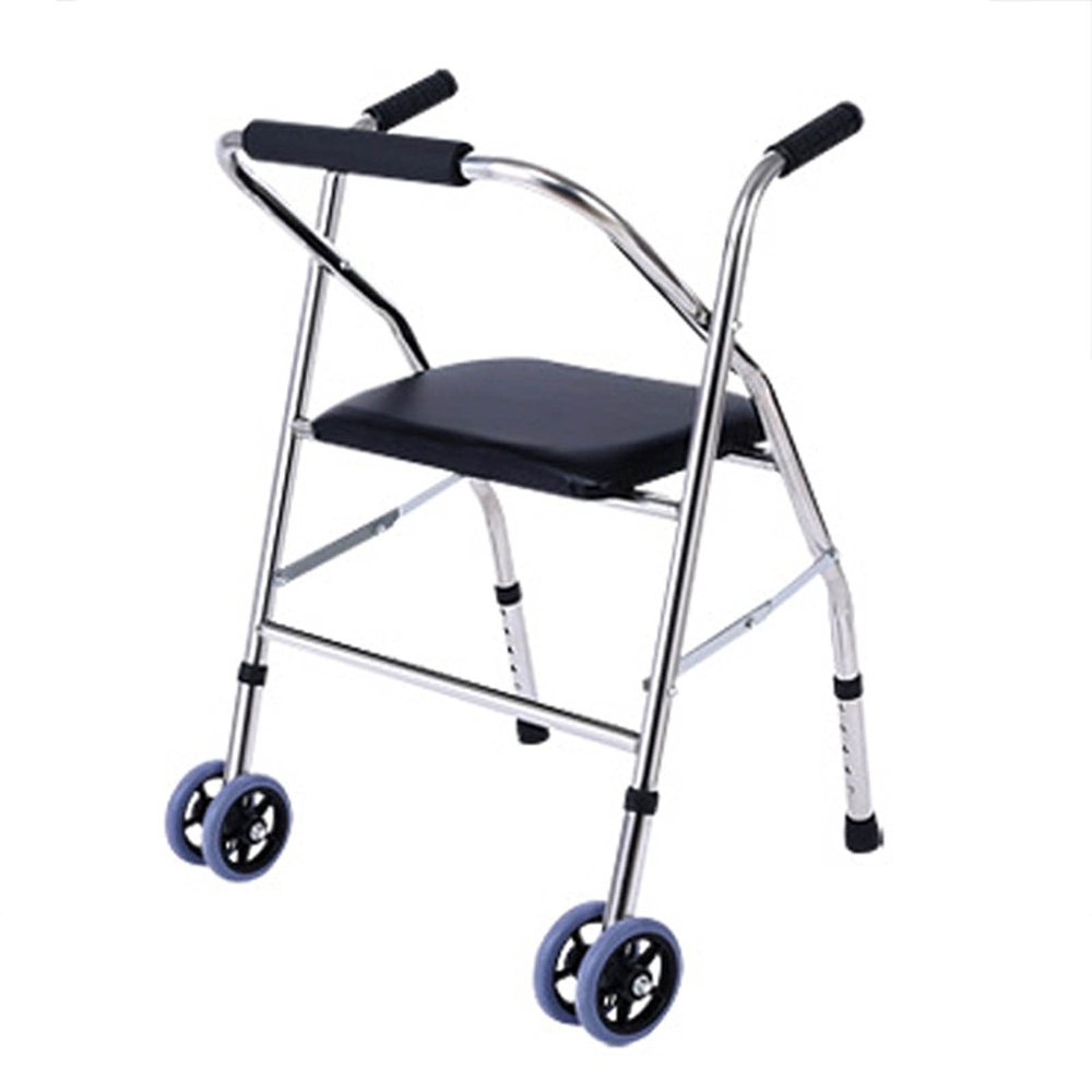 Walker for Seniors, Two-Wheel Folding Walker with Seat, Lightweight Aluminum