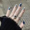 Blue Handmade Cat-Eye Nail Enhancements, Removable and Portable (L) view 4