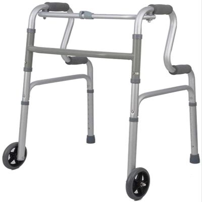 Foldable, Height-Adjustable Walkers for Older Adults, 8 Files, 1.22 m, Non-Slip, 2 Wheels, Aluminum Alloy