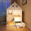 GUAWJRZDP 2-Tier Cat Cage with Litter Box, DIY Cat Playpen, Gray, 29.5 x 15.4 x 42.9 in view 2