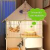 GUAWJRZDP 2-Tier Cat Cage with Litter Box, DIY Cat Playpen, Gray, 29.5 x 15.4 x 42.9 in view 3