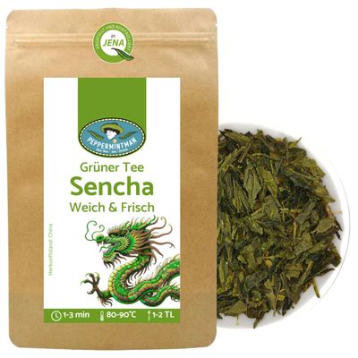 Green Tea Sencha, Classic Aromatic Green Tea for Daily Enjoyment | PeppermintMan (250 grams)