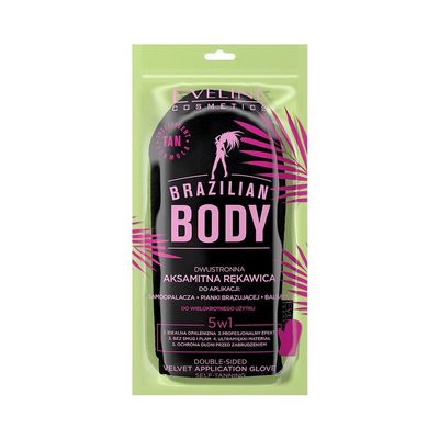Eveline Cosmetics Brazilian Dual-Sided Body Exfoliating & Moisturizing Glove with Soft Microfiber