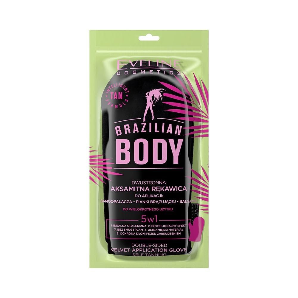 Eveline Cosmetics Brazilian Dual-Sided Body Exfoliating & Moisturizing Glove with Soft Microfiber