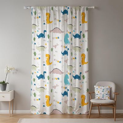 Dinosaur Curtain for Kids' Room, Green Dino Eggs, 117 x 183 cm, 1 Panel