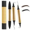 2-in-1 Magic Eyebrow Pencil, 2024 Upgraded Multifunctional 3D Microblading Eyebrow Tattoo Pen with 4-Fork Tip and Eyeliner, Double-Ended Waterproof Eyebrow Pencil (Black + Light Brown) view 1