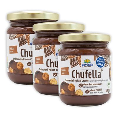 Govinda Organic Chufella 660 g (3 x 220 g) Value Pack – Tigernut-Cocoa Spread | Vegan | No Added Sugar | Palm Oil-Free | Gluten- and Lactose-Free | FR-BIO-01