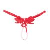 Adjustable Beaded Open-Crotch Thong, Red, One Size view 1