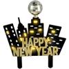NYE Skyline Cake Topper, Light-Up, 5 x 6 in, Black and Gold view 1