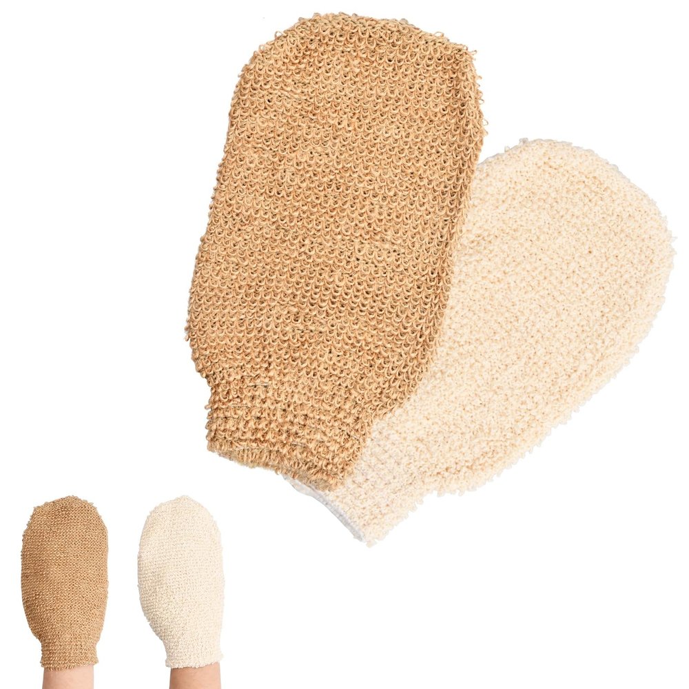 Exfoliating Gloves, 2-Pack, Double-Sided Shower Scrub Gloves