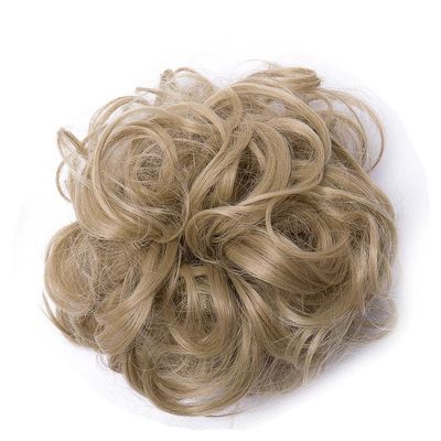 Messy Bun Hairpiece, 80 cm Synthetic Chignon, Ash Blonde