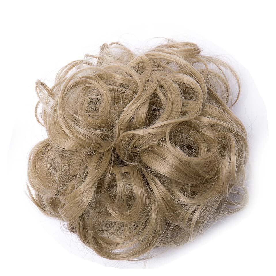 Messy Bun Hairpiece, 80 cm Synthetic Chignon, Ash Blonde