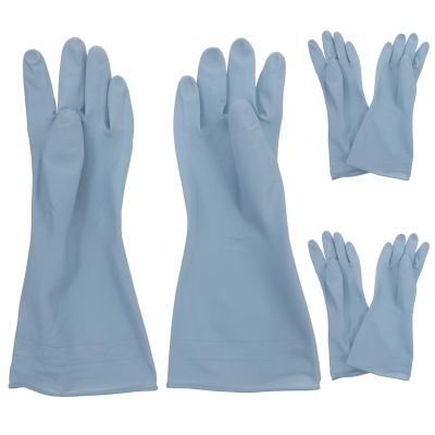 AUTSUPPL 3 Pairs Blue PVC Dishwashing Gloves for Home