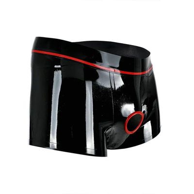 GAYLOP Latex Men's Underwear, Open-Front Hole, Rubber Boxer Shorts, XS