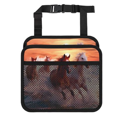 Sunset Sea Beach Running Horses Leather Car Trash Bin and Seat Back Organizer