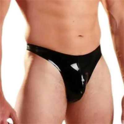 Men's Latex Briefs Thong - Transparent Black - S