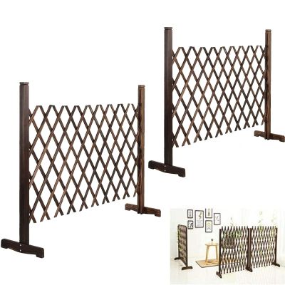 2-Piece Privacy Fence for Pets, Expandable Wooden Garden Trellis Fence