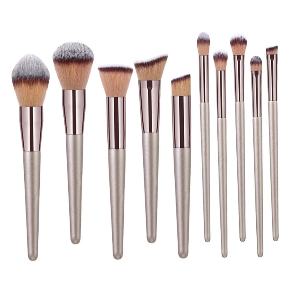 Beatifufu 10-Piece Makeup Brush Set with Nylon Bristles for Contouring and Shading