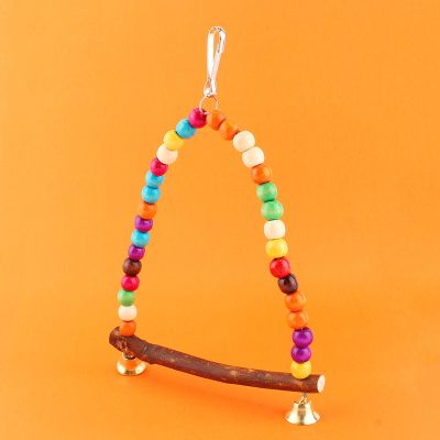 Bird and Parrot Swing, Wooden Hanging Perch and Climbing Toy