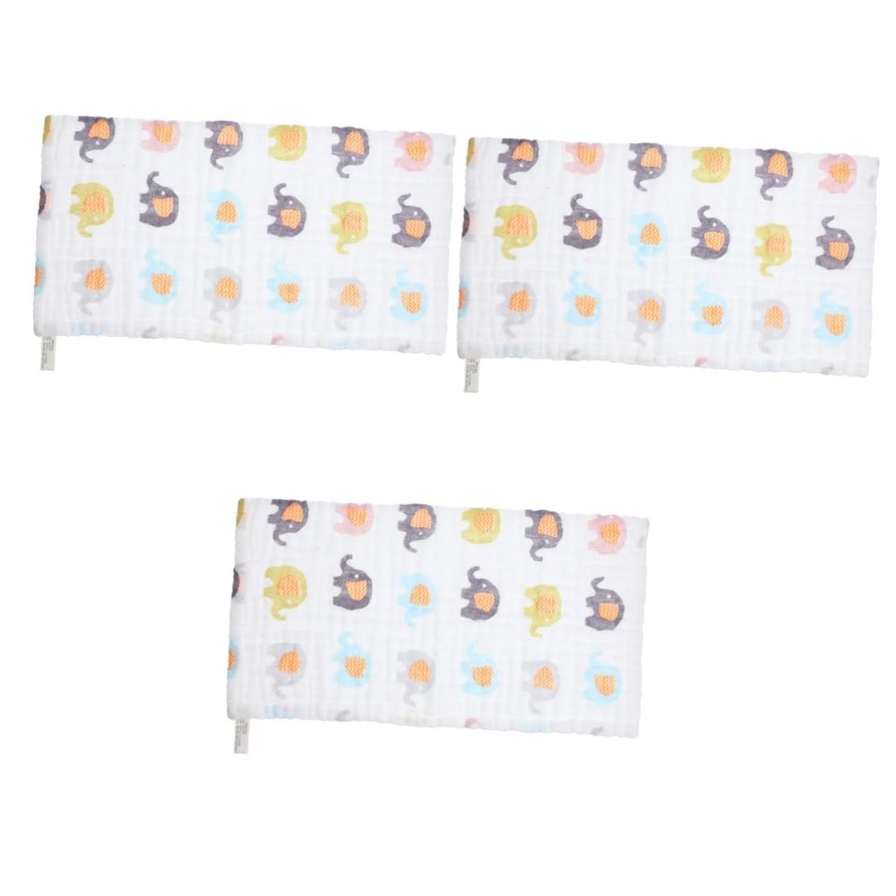 Abaodam 3-Piece Cotton Washcloths, Soft Absorbent Burp Cloths, Cartoon Design