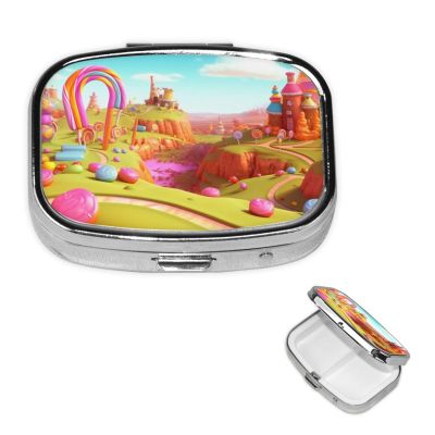 Rectangular Metal Pill Organizer with 3 Compartments, Mirror, and Waterproof Case for Travel