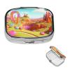 Rectangular Metal Pill Organizer with 3 Compartments, Mirror, and Waterproof Case for Travel view 1