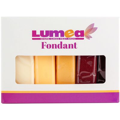 Dekozauber24 Rolled Fondant Set for Decorating Cakes and Tarts, 5 Colors, 100 g Fondant per Color (Natural)