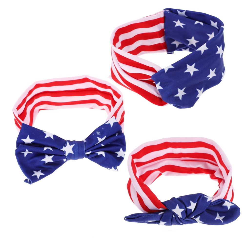 BESTonZON 3-Piece Infant Ear Headbands, American Flag