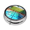 Round Flamingo and Swimming Pool Pill Case, 3 Compartments, Travel Pill Organizer view 2