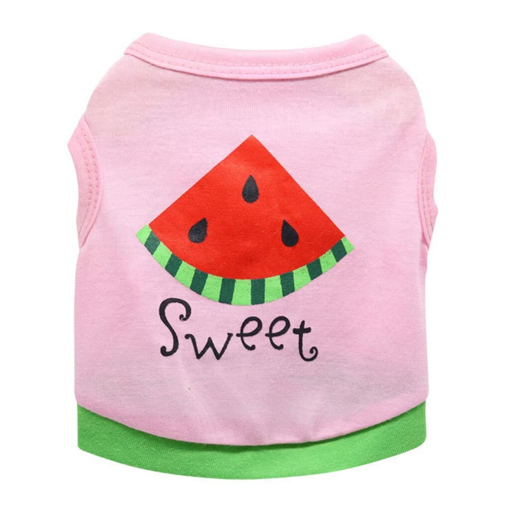 Budiniao Summer Vest for Dogs - Watermelon Letter Hoodie, Pink Green, XS