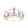 Lovelyshop Pink Gemstone Gold Rhinestone Tiara Crown for Dogs/Cats, Costume Hair Accessory, Medium view 1