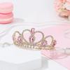 Lovelyshop Pink Gemstone Gold Rhinestone Tiara Crown for Dogs/Cats, Costume Hair Accessory, Medium view 4