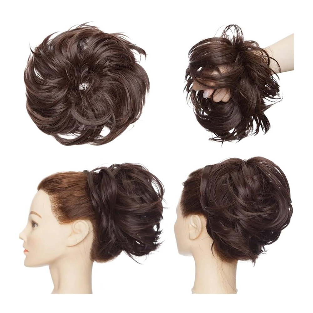 Synthetic Messy Bun Chignon Hairpiece with Elastic Band, 85 g