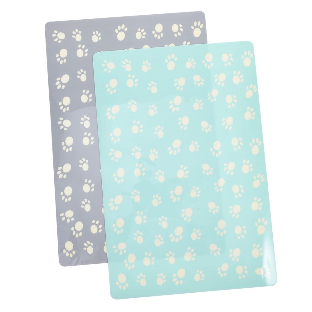 HAPINARY 2-Piece Non-Slip, Water-Resistant Pet Feeding Mats, PP/EVA, Random Color