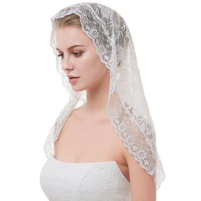 Zghhc Floral Mantilla Bridal Veil with Headband