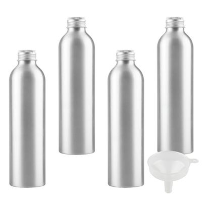 LusDoly 4-Pack 250 ml Silver Aluminum Bottles with Screw Caps