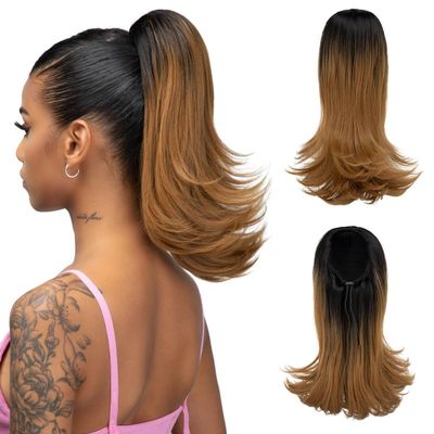 Women’s Drawstring Ponytail, Short Wavy Curly Hair (1BTT27)