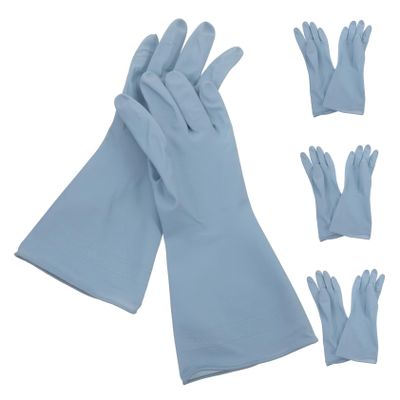 HONMEET 4 Pairs Long Dishwashing Gloves with Cuffs, Reusable and Durable, Size S