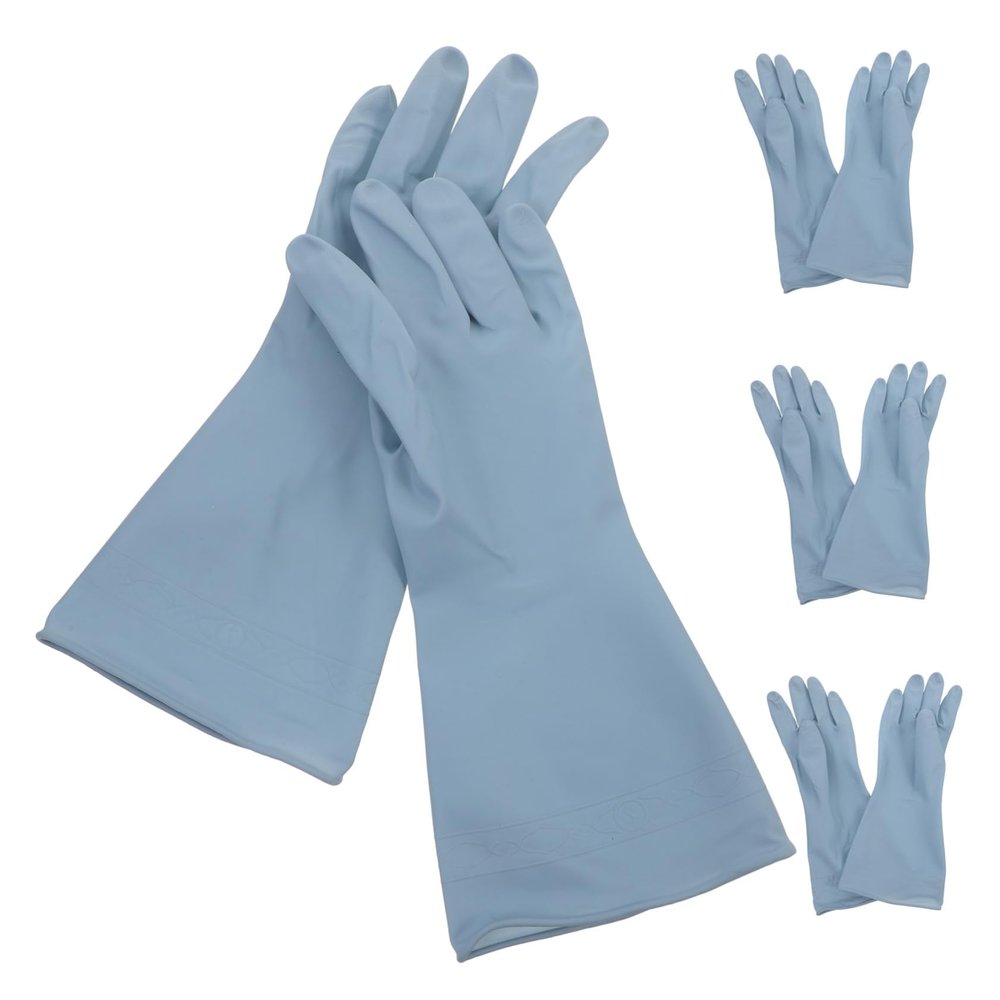HONMEET 4 Pairs Long Dishwashing Gloves with Cuffs, Reusable and Durable, Size S