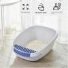 Large Cat Litter Box with High Back, Open Top, and Scoop, Portable, Purple, 44 × 61 × 22 cm view 3