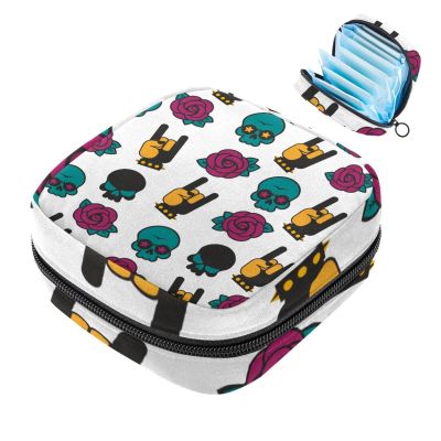 Women's Menstrual Pad Storage Bag, Skull-2070