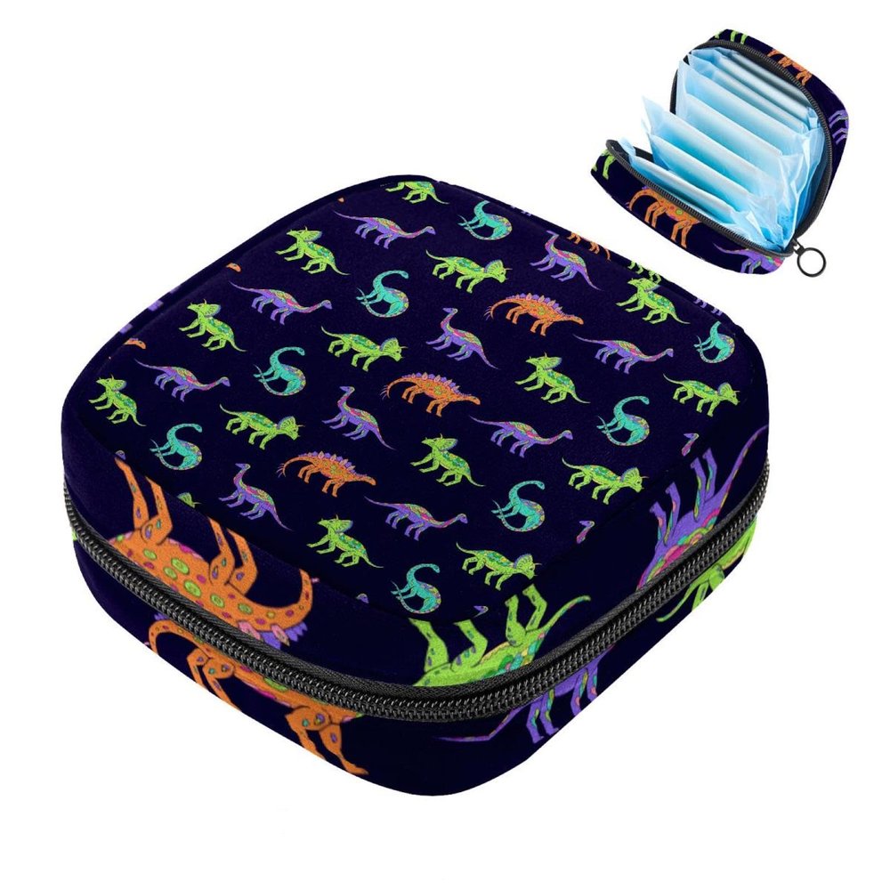 Dinosaur-183 First Period Kit for Girls, Menstrual Pouch Organizer with Zipper