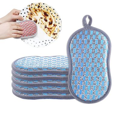 6-Piece Double-Sided Dish Sponge Magic Wipe, Blue
