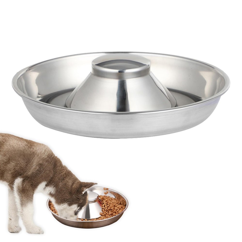Duuclume Slow Feeder Dog Bowl, Stainless Steel, for Small and Medium Dogs, 34 cm