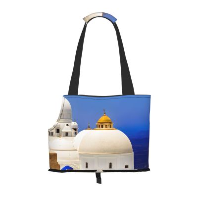 Santorini Foldable Pet Carrier Backpack with Island and Sea View Design